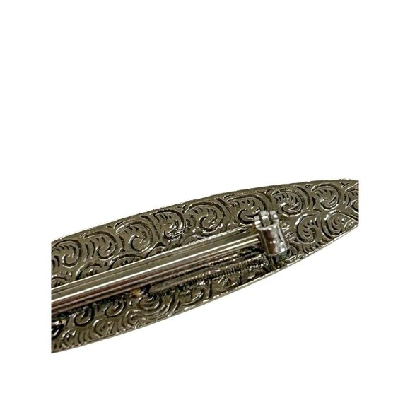 Silvertone Victorian Style Swirl Brooch Textured 2.25" - Picture 5 of 6